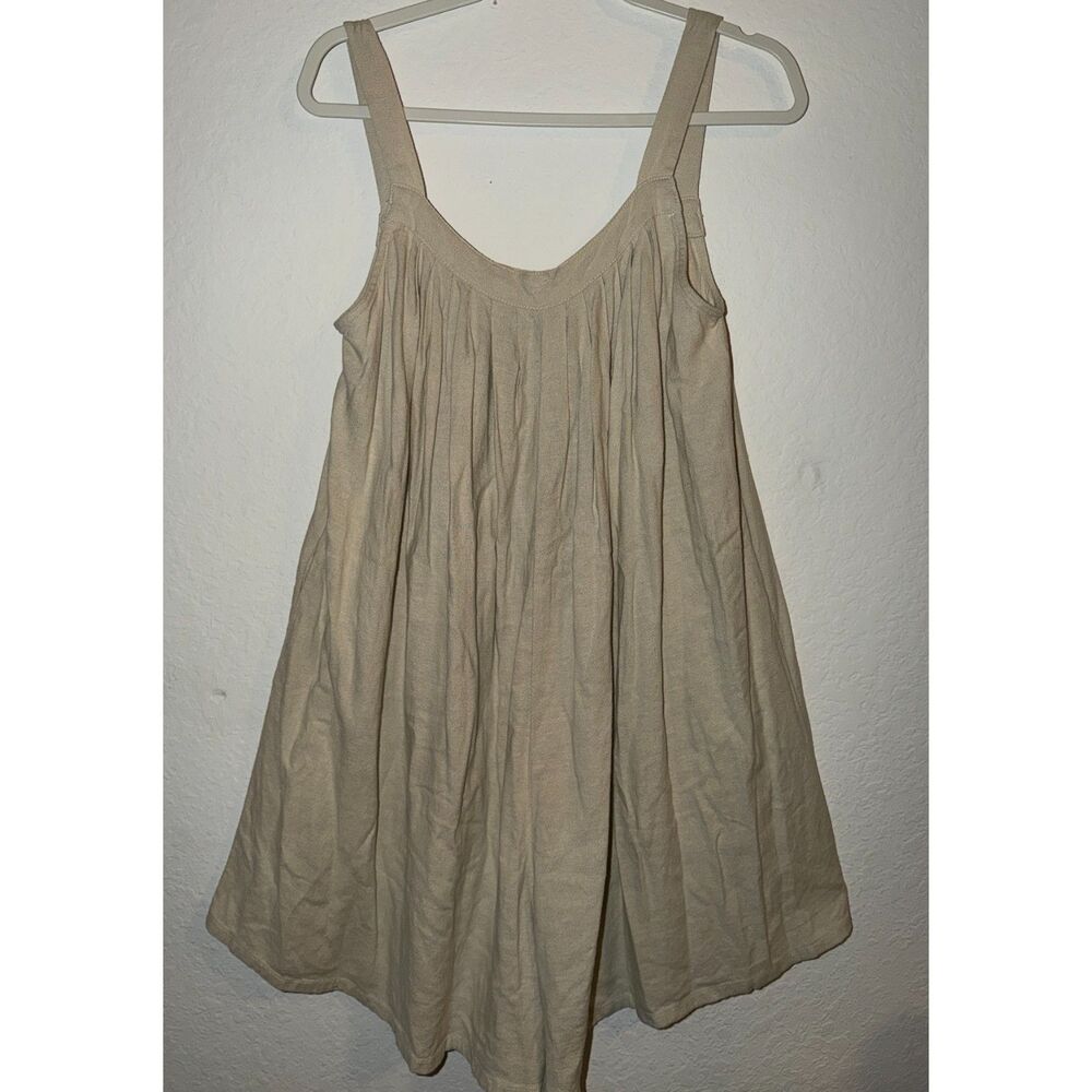 Hunter & Brown Women's Small Beige Boho Flowy Mini Dress Romper w Pockets Summer